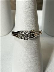 Diamond Ring 11 Dias .31 Carat TW 10K White Gold 3.77g Size 7